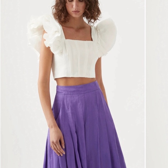 Aje Vanades Frill White Crop Top Size 6  with tags - Picture 1 of 9